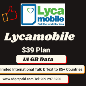Lyca mobile USA $39 eSIM Plan with 15 GB Data