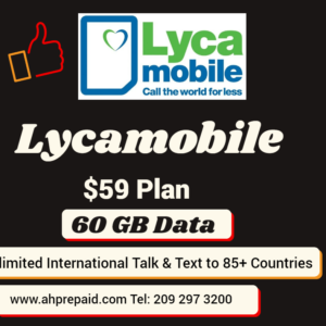 Lyca mobile $59 eSIM Plan: 60GB Data with Unlimited International Calls and Texts