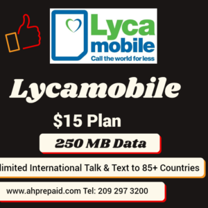 Lyca Mobile USA Prepaid eSIM $15 Plan 250 MB Data